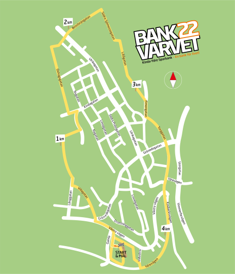 Bansträckning Bankvarvet 3 juni - KISA